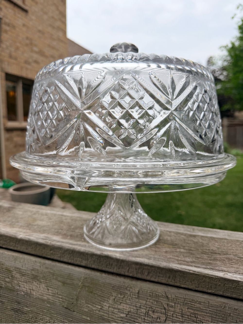 SHANNON Crystal Domed Crystal Pedestal Cake Stand With Matching Lid BRAND NEW
